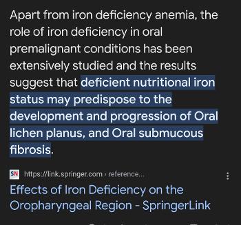 Oral lichen planus and iron deficiency
