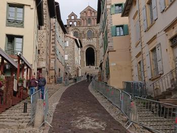 Grand Trail de St Jacques finishing straight, Le Puy en Velay, the day before the event.