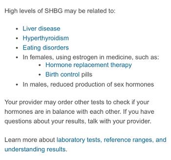 Possible causes of high, SHGB