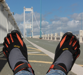 Toe shoes on the Severn Bridge