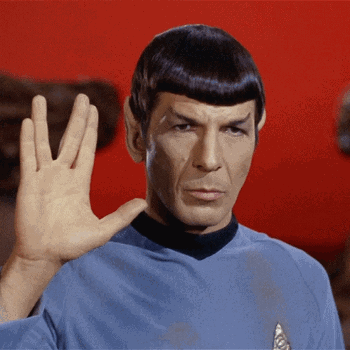 
Spock: "Live long and prosper." Vulcan hand sign