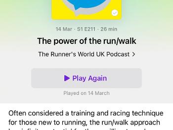 Podcast information about run/walk episode of runner’s world