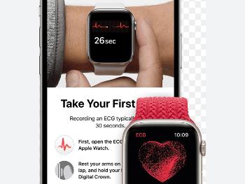 Where to place finger on Apple Watch to take an ECG. 