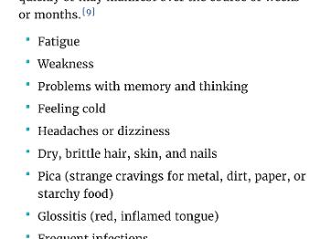 Symptoms of Iron Deficiency 
