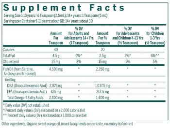 Picture of Super DHA Forte Liquid supplement facts label