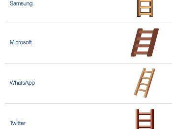 Emojis of ladders on various platforms.