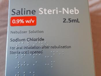 Neblets of saline used through a nebuliser.