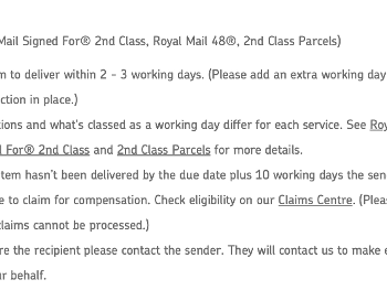 RM 2nd class delivery times