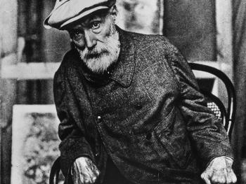 Black and white photo of artist Renoir