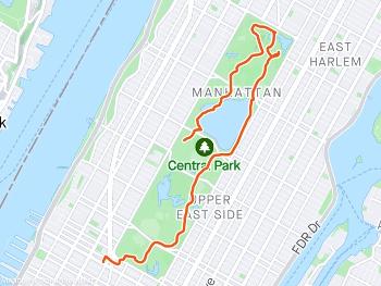 Strava route map of run in Central Park, New York City