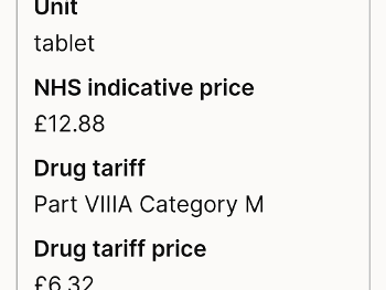 Costs of levodopa pills £12.88