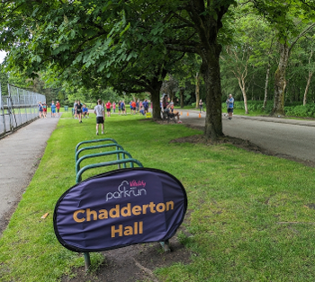 Chadderton Hall parkrun sign