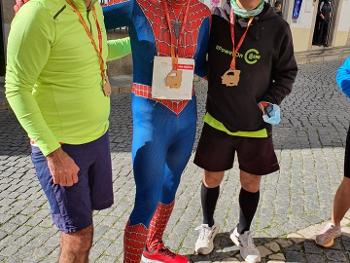 The masked spider man with me and a friend
