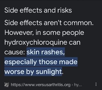Skin reactions with hydroxychloroquine screenshot 