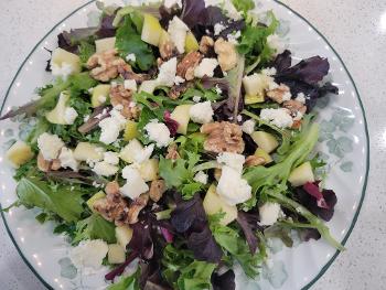 Diced Apple, Toasted Walnut, Crumbled Feta Snow Salad, as it snowed again yesterday!