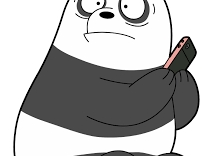 Cartoon Panda holding phone looking angry