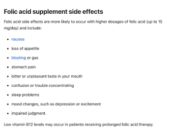 Symptoms of folic
