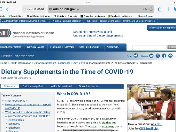 Photo of article discussing supplements to help recovery from Covid