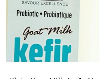 Pasteurized whole goat milk, probiotic kefir microorganisms, bacterial cultures