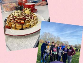 Waffles and family at Parkrun 