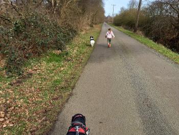 Small runner with best pal 