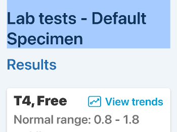 Free T4 results with ranges