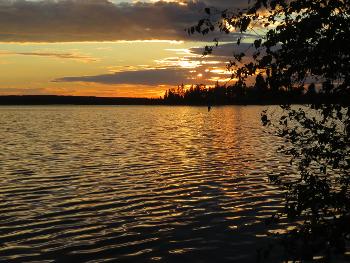 Sunset over Anglin Lake, Saskatchewan about 9:30 pm on June 12, 2021