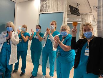 Nurses applauding when I finished my last chemo cycle