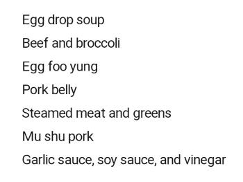 Food list