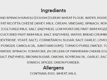 Lean cuisine ravioli ingredient list