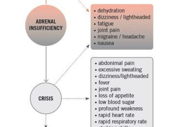 A screenshot showing adrenal insufficiency symptoms.