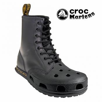 A Doc Marten upper combined with a Croc shoe sole.