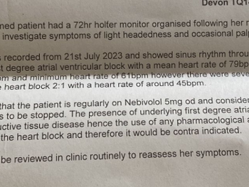 This is the original letter, since then I had an echocardiogram about 4 weeksago.