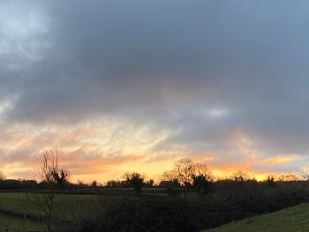 Sunset across fields 