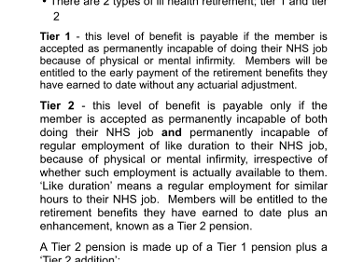 Screen shot of nhs ill health tier 2 regulations 