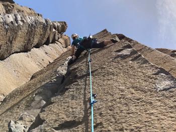 Climbing basalt columns, eastern WA