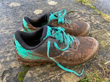 Muddy trail shoes