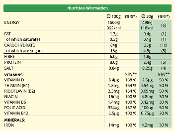 Special K (UK) nutritional info. screenshot