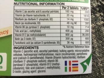 Ingredients label