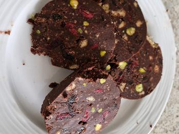 Festive chocolate salami