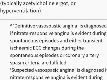 Diagnostic criteria of vasospastic angina. 