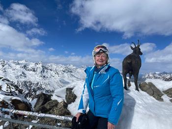 Dexy with a mountain goat in the Austrian Alps.