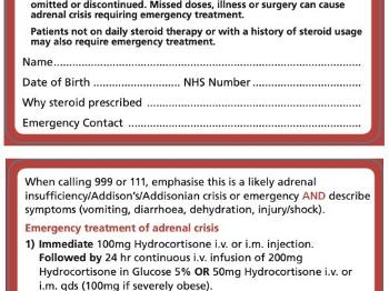 Steroid Emergency Card