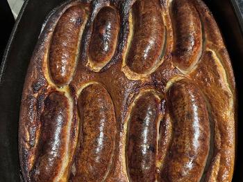 Toad in the Hole in a baking tin