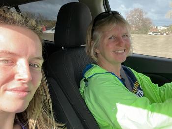 Mother and daughter in the car after PR