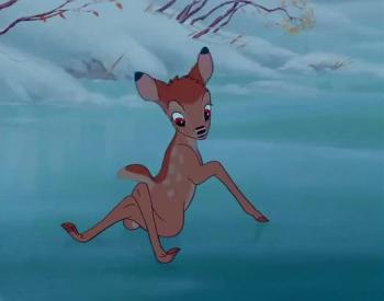 Bambi trying to walk on ice. The leg weakness B12 deficiency can cause 