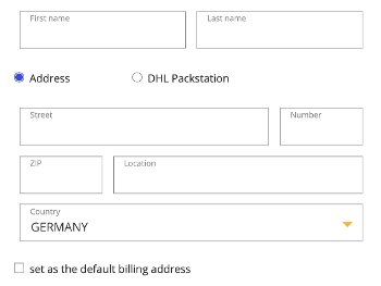 Screenshot of Versandapo address form