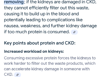 Google AI summary of search for "why is protein harmful in ckd"