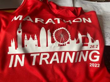 Red London Marathon training top