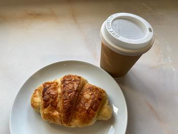 Almond croissant and coffee